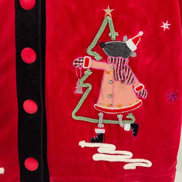 Vintage Sportelle Christmas Cardigan Sweater Women's Size Medium Embroidered Red - Picture 7 of 11